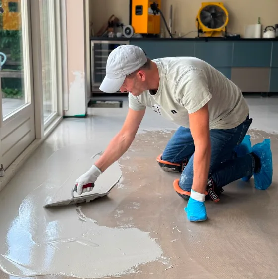 Architop vloer uitvlakken met de spaan